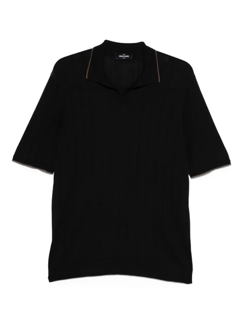 Tricou Gran Sasso ribbed polo negru