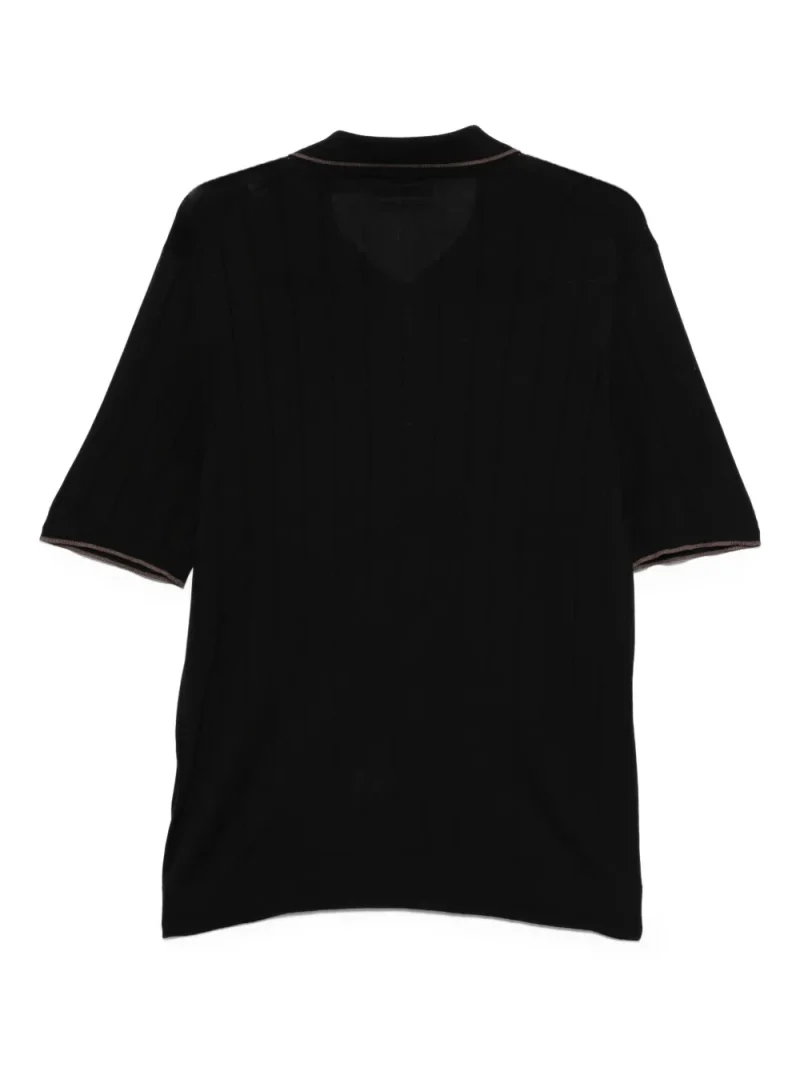 Alternative view of Tricou Gran Sasso ribbed polo negru
