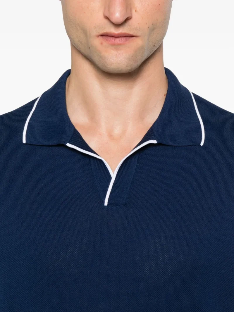 Tricou Gran Sasso Short-Sleeve Polo-Collar bleumarin - imagine 4