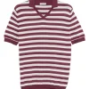 Tricou Gran Sasso striped polo-neck burgundy