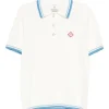 Tricou polo Casablanca Stripe-Trim alb