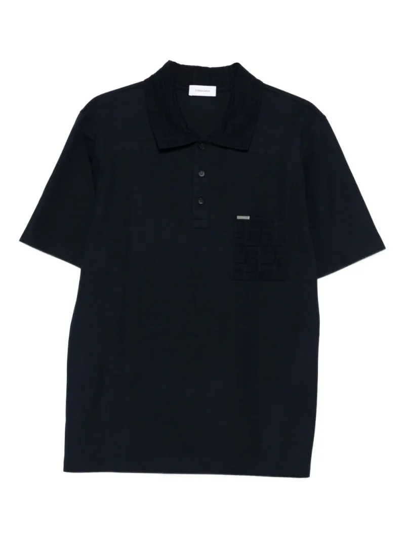 Tricou polo Ferragamo Logo-Plaque bleumarin