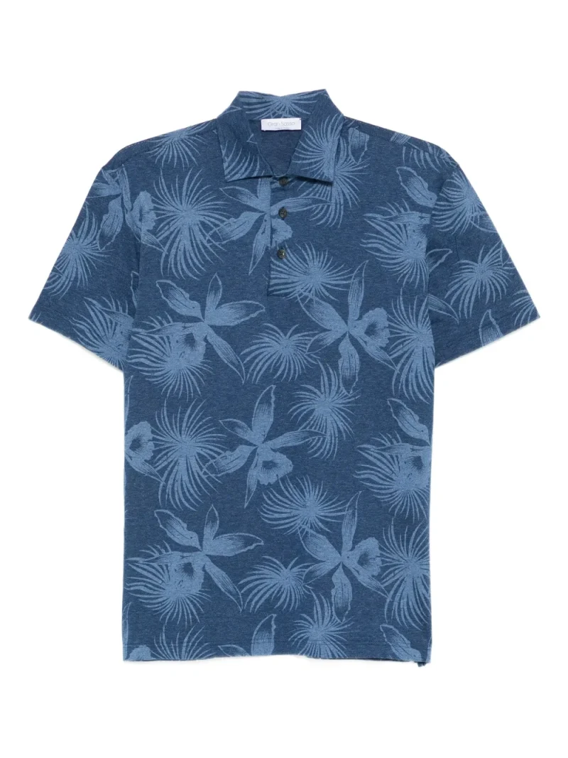Tricou polo Gran Sasso Floral-Print albastru