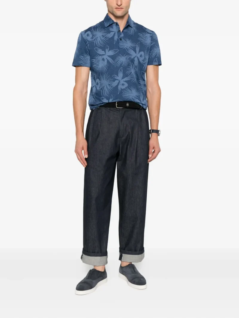 Alternative view of Tricou polo Gran Sasso Floral-Print albastru