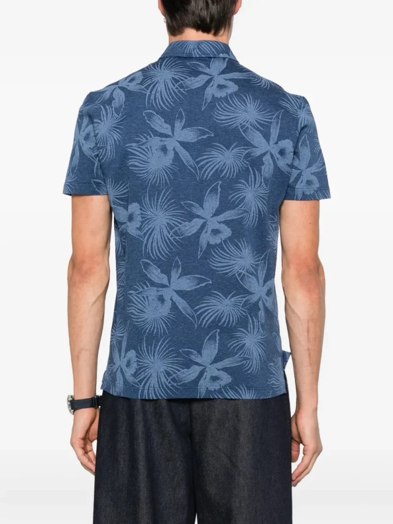 Tricou polo Gran Sasso Floral-Print albastru - imagine 3