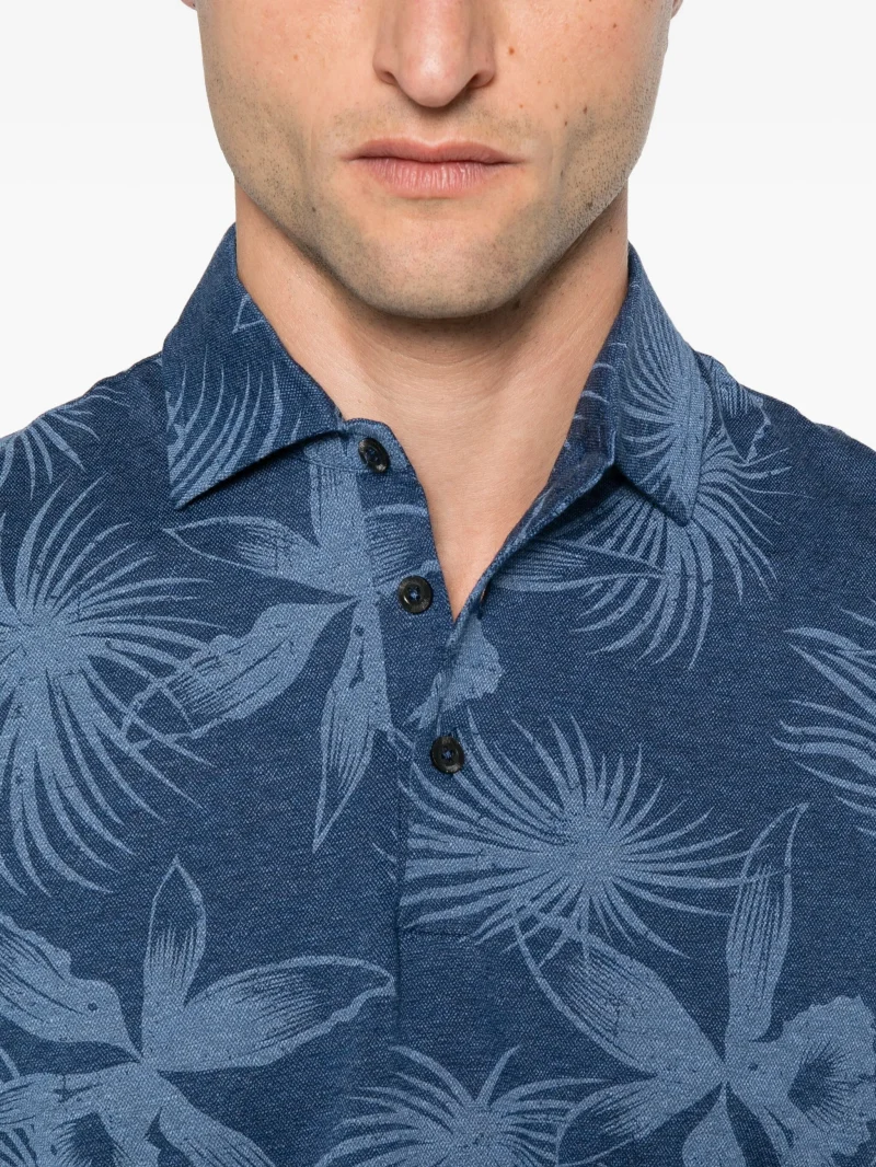 Tricou polo Gran Sasso Floral-Print albastru - imagine 4