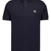 Tricou polo Stone Island Short-Sleeve Logo-Patch bleumarin