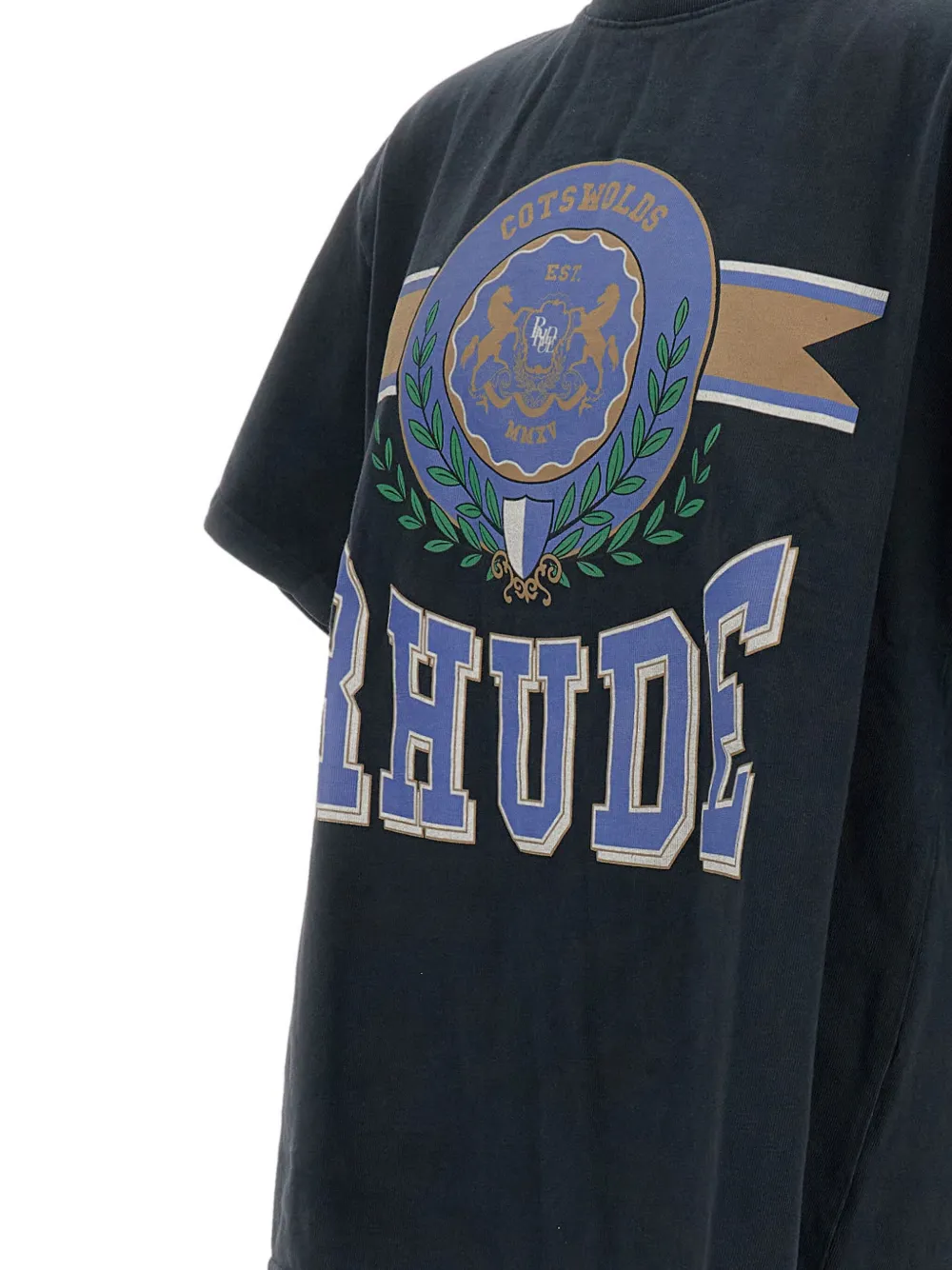 Tricou RHUDE crest-print negru - imagine 3