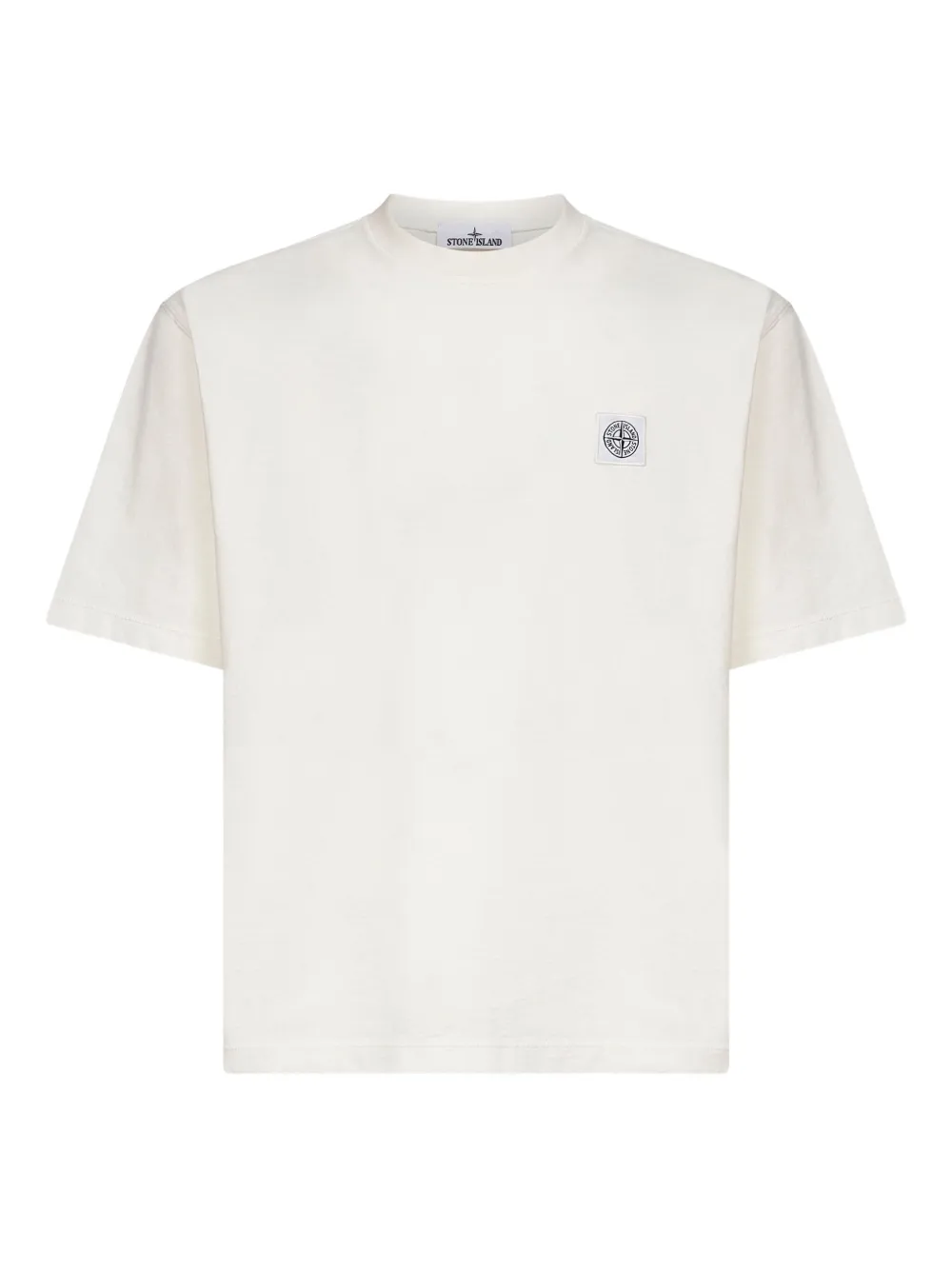Tricou Stone Island Compass-Logo Patch ecru