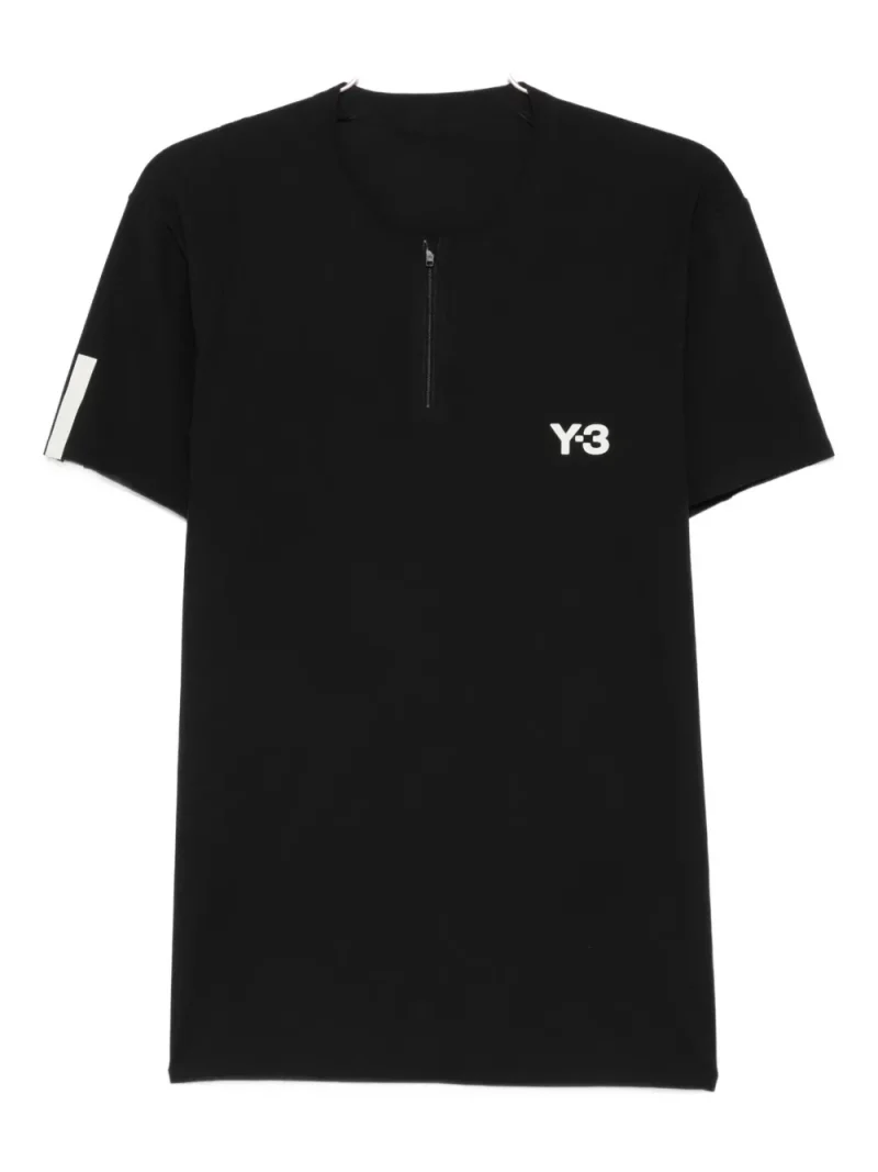 Tricou Y-3 Zip-Neck Panelled negru