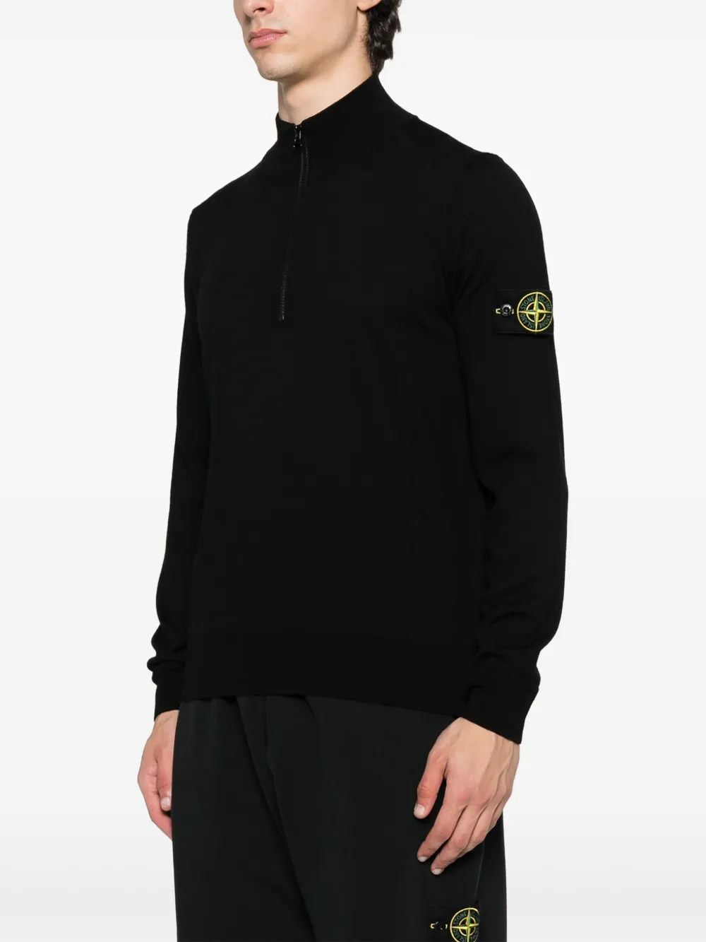 Pulover Stone Island Half-zip Wool negru - imagine 3