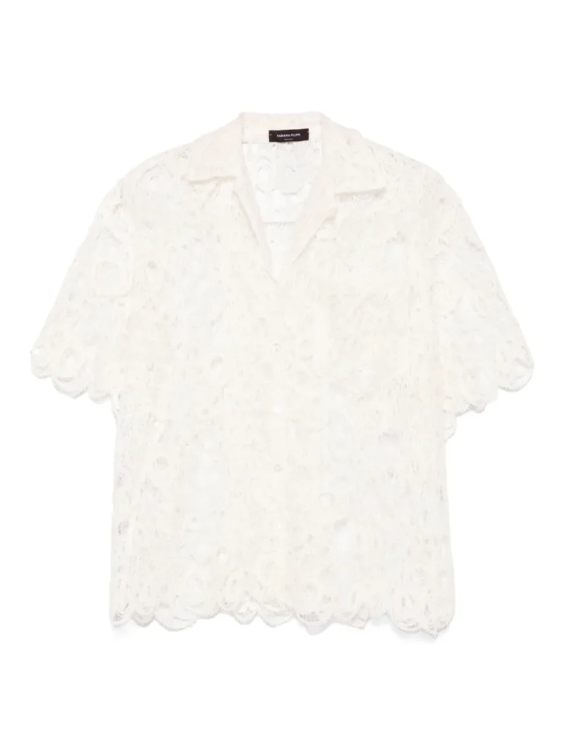 Camasa Fabiana Filippi Lace Scalloped-Hem alb
