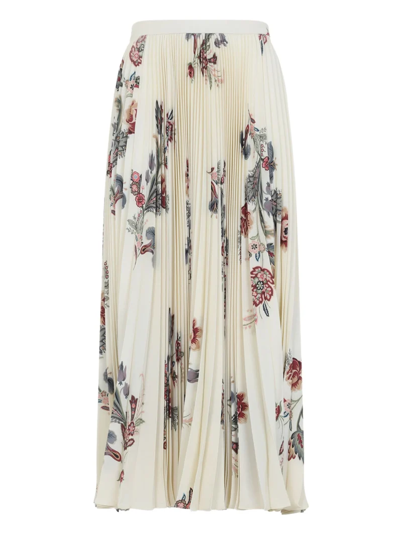Fusta ETRO Pleated floral-print alb