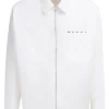Camasa Marni logo-print zip-ul alb