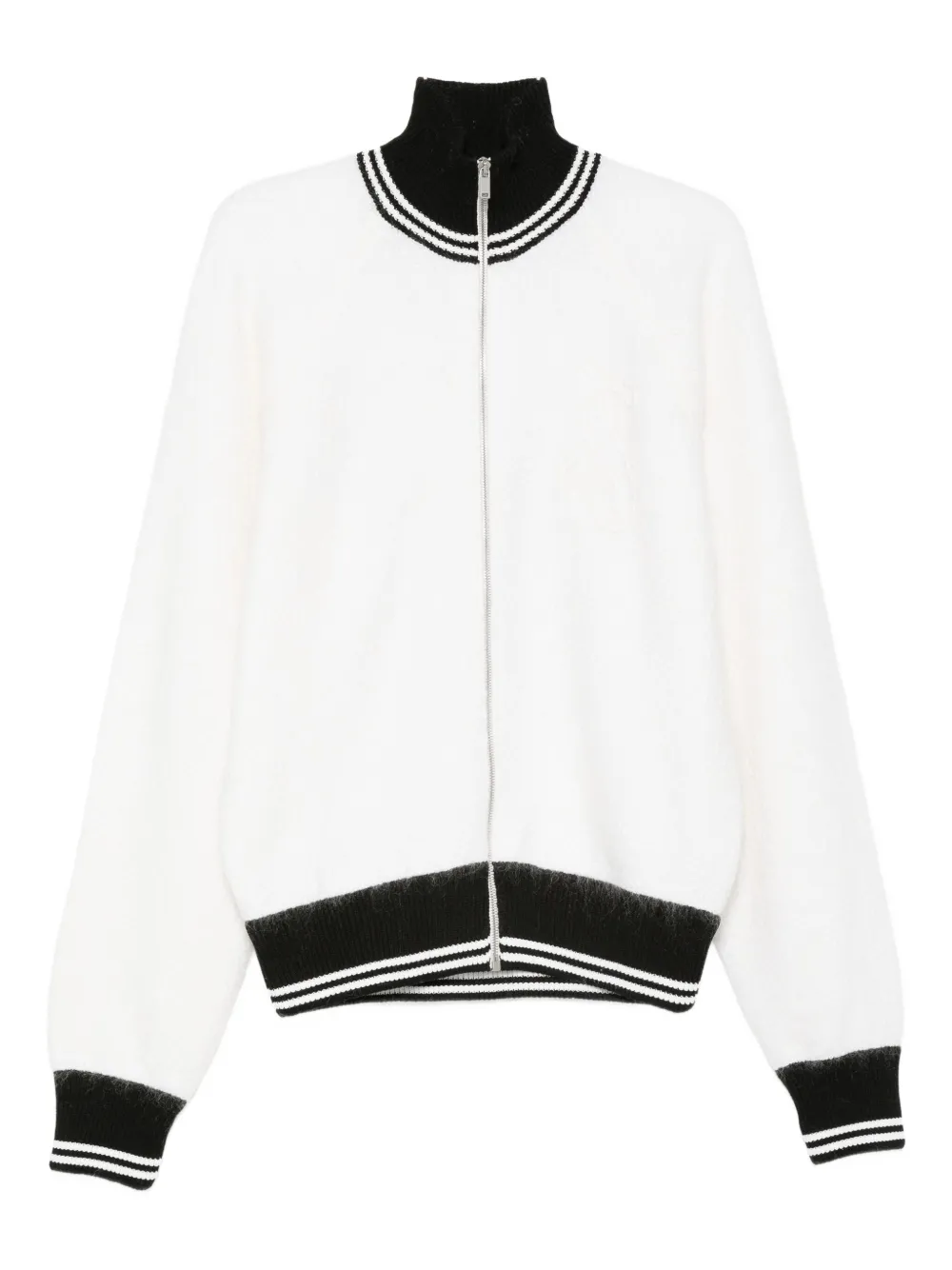 Cardigan Jil Sander high-neck zip-fastening alb