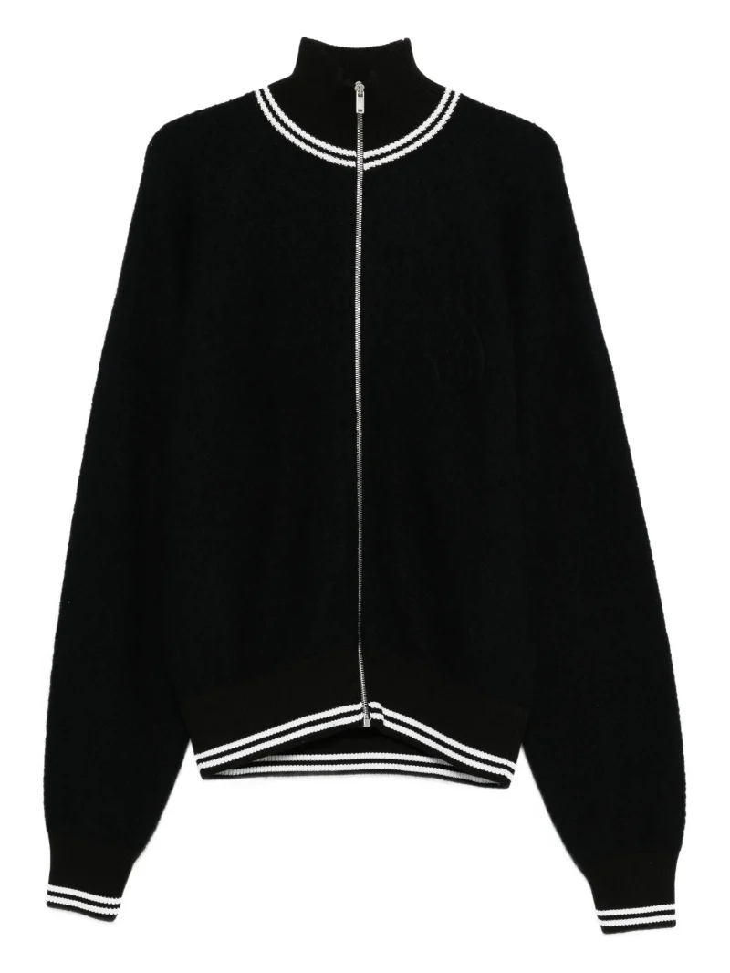 Cardigan Jil Sander zip-front ribbed-trim negru