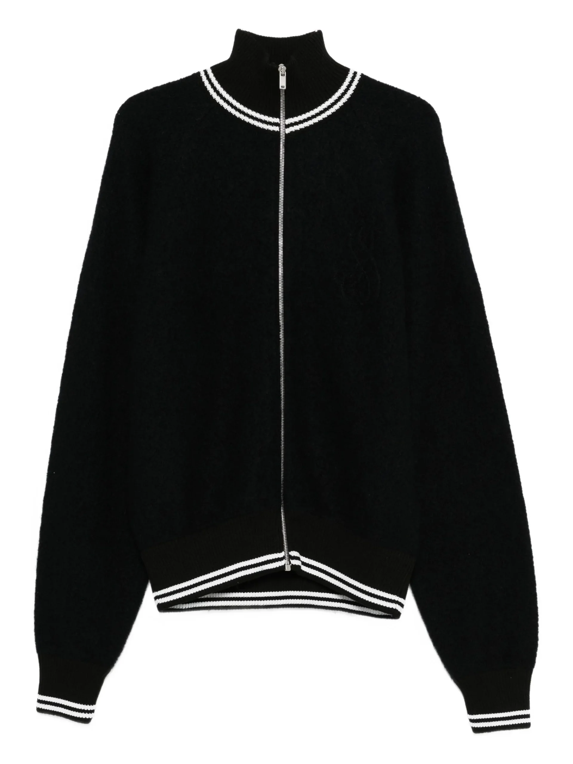 Cardigan Jil Sander zip-front ribbed-trim negru
