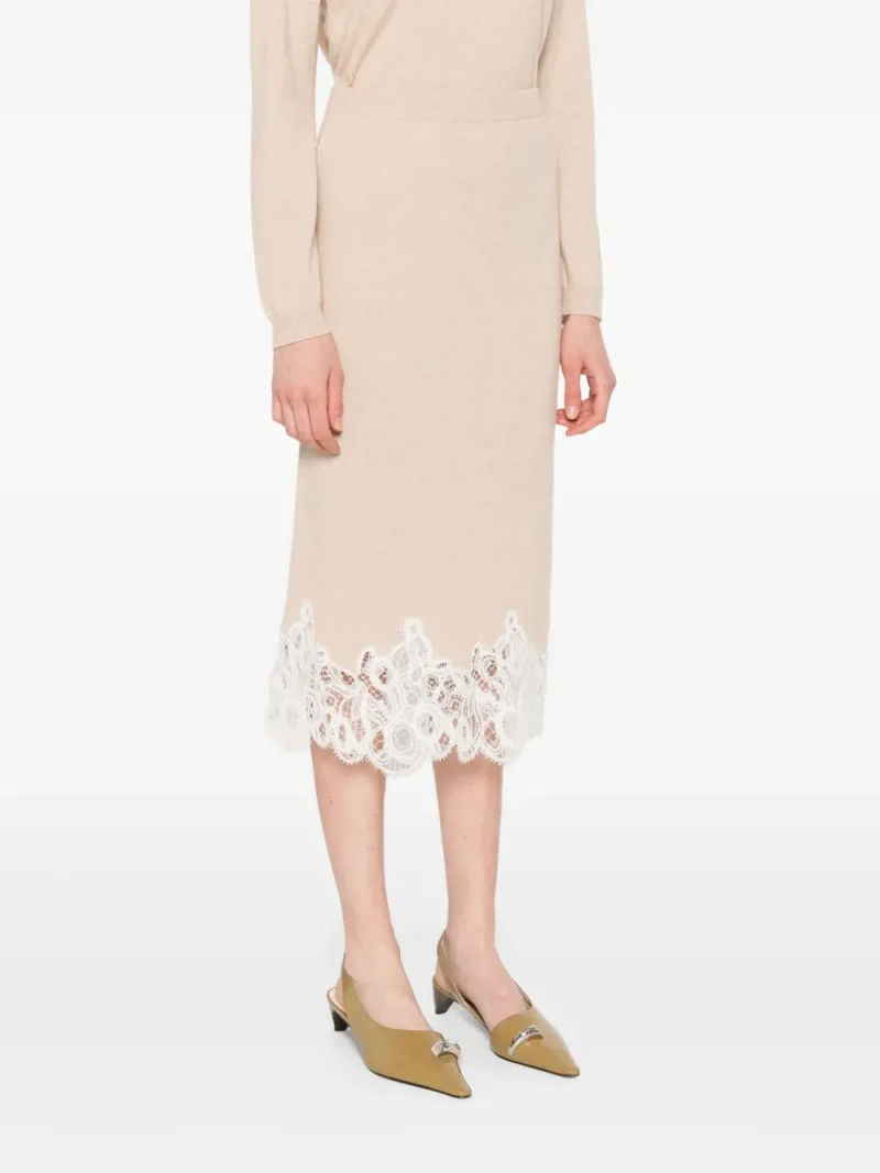 Alternative view of Fusta Fabiana Filippi Lace-Trimmed Pencil bej