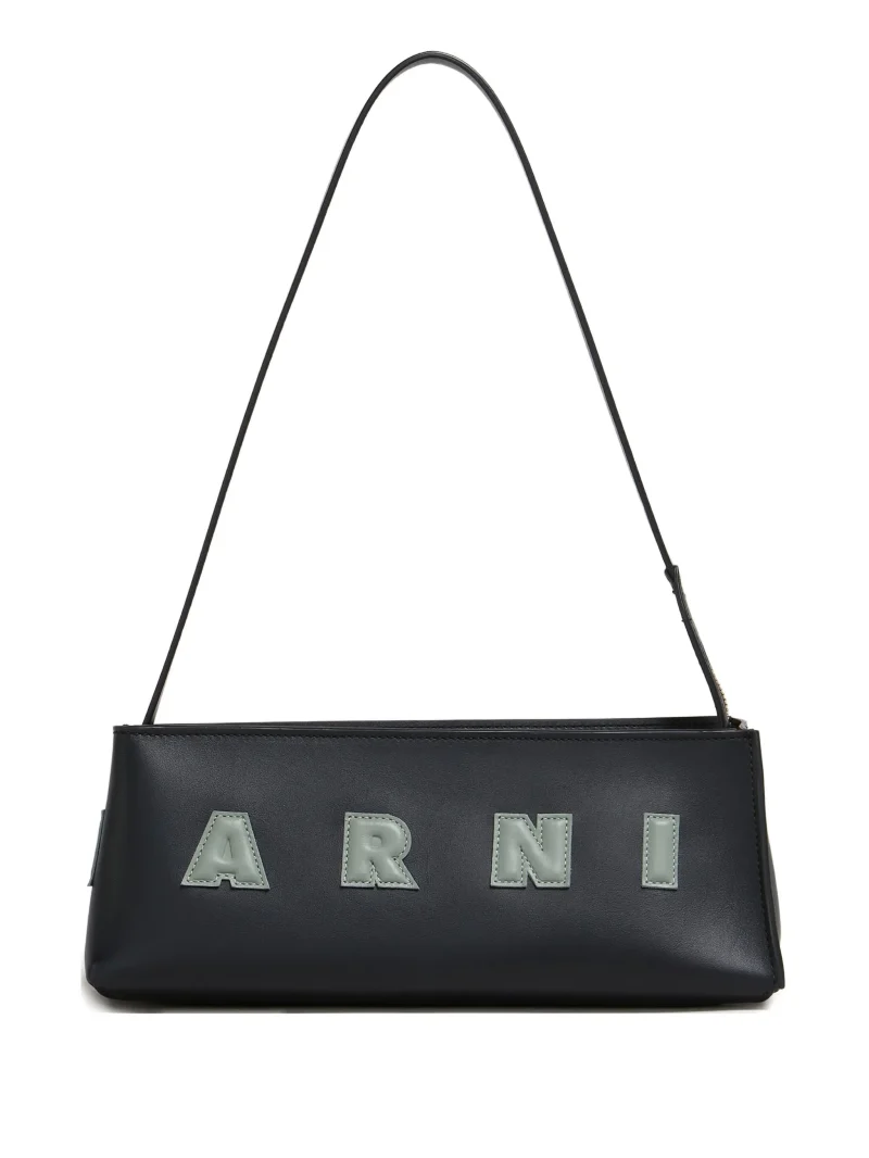 Geanta Marni logo-appliqué negru