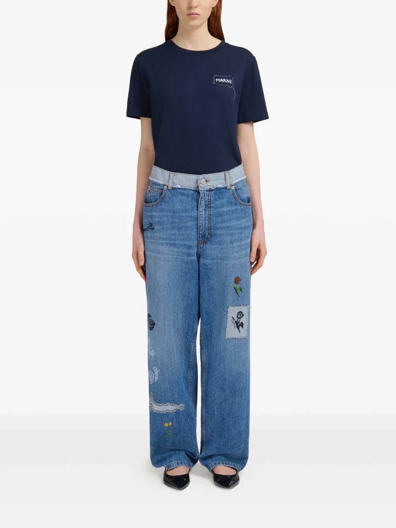 Alternative view of Jeans Marni embroidered albastru