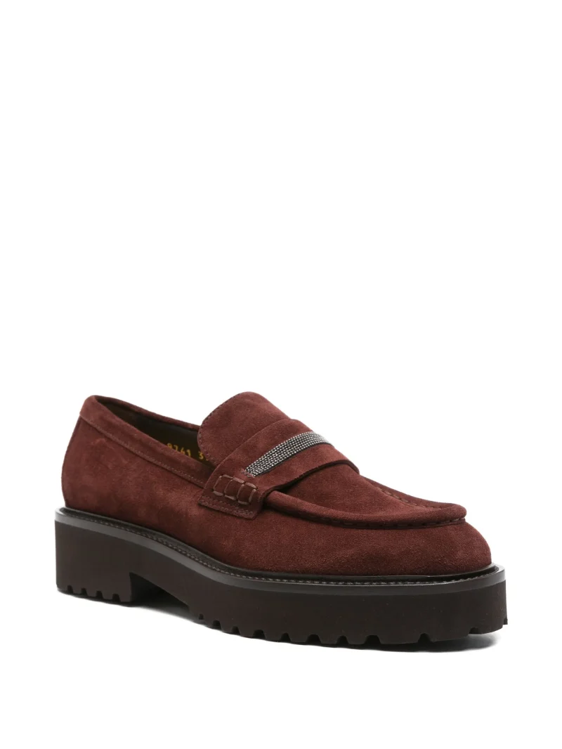 Alternative view of Loafers Doucal's chain-embellishment rosu