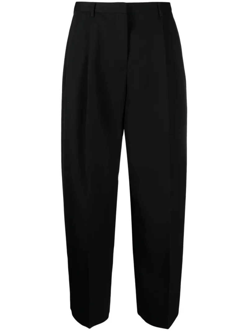 Pantaloni Jil Sander pleated cotton-wool tailored negru