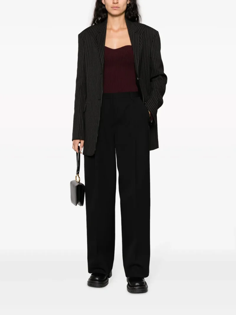 Alternative view of Pantaloni Jil Sander pleated cotton-wool tailored negru