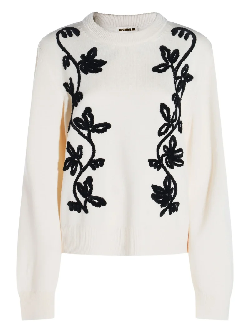 Pulover Jil Sander embroidered wool alb