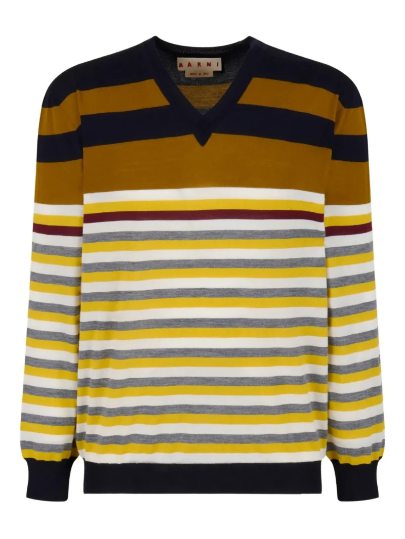 Pulover Marni Striped v-neck multicolor