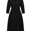 Rochie midi Jil Sander long-sleeves negru