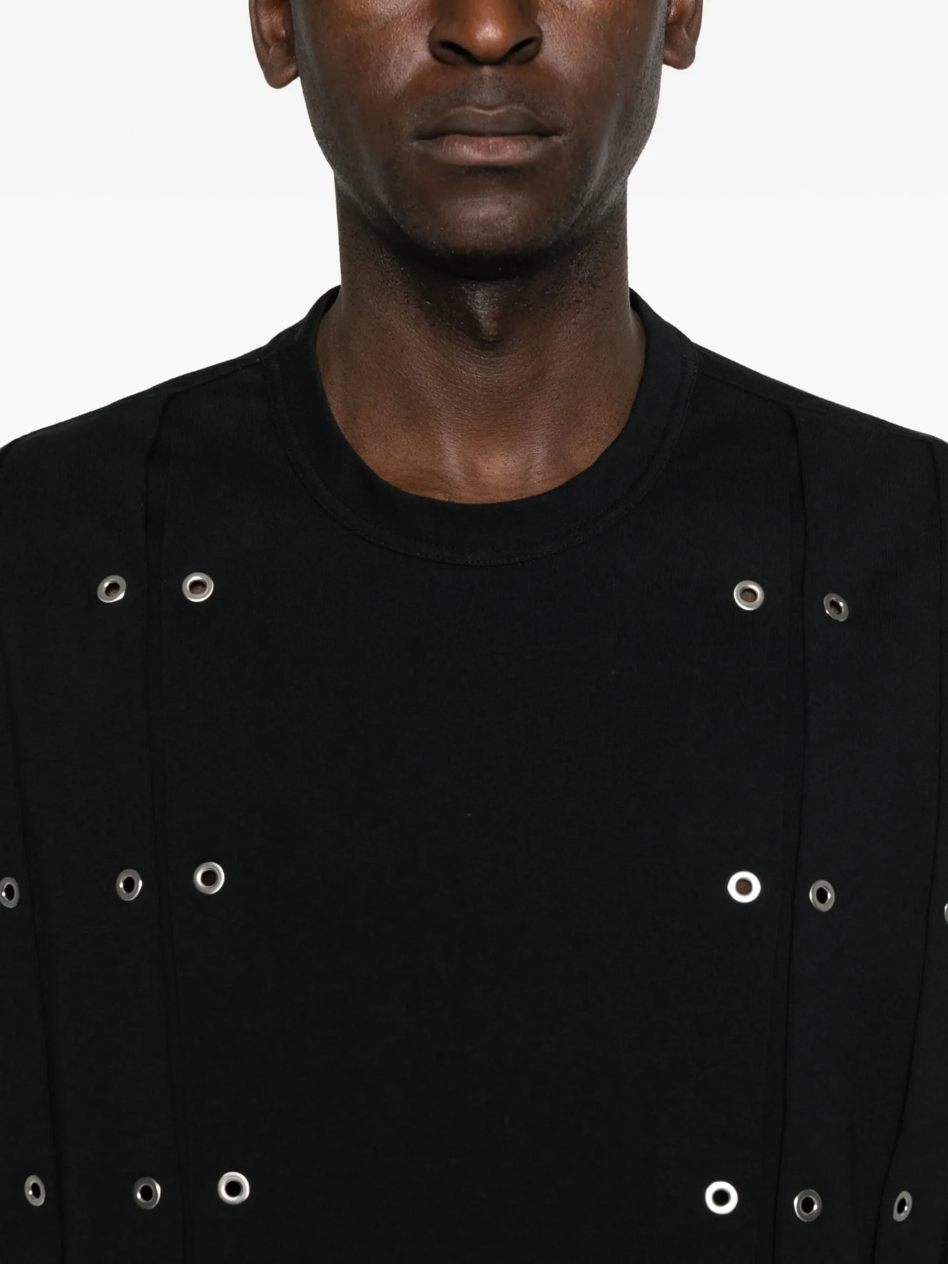 Tricou Jil Sander eyelet-detail negru - imagine 3