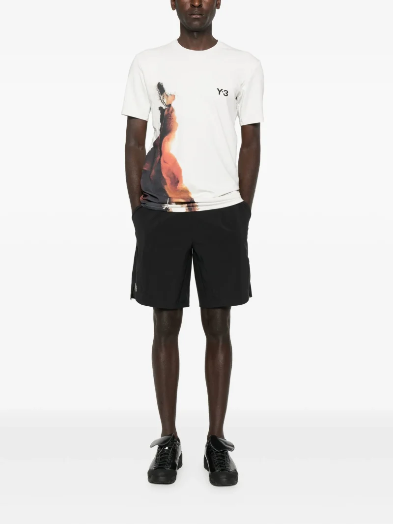 Alternative view of Tricou Y-3 abstract-print alb