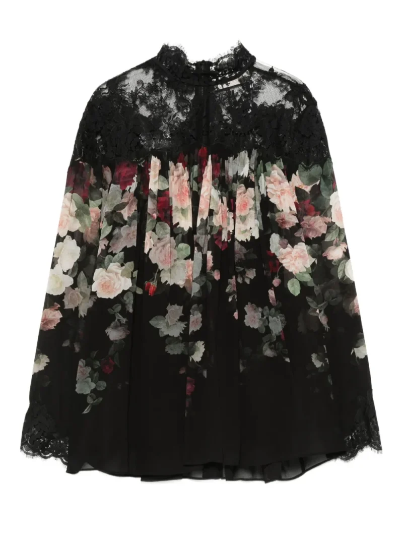 Bluza Zimmermann Lace-Trimmed Floral negru
