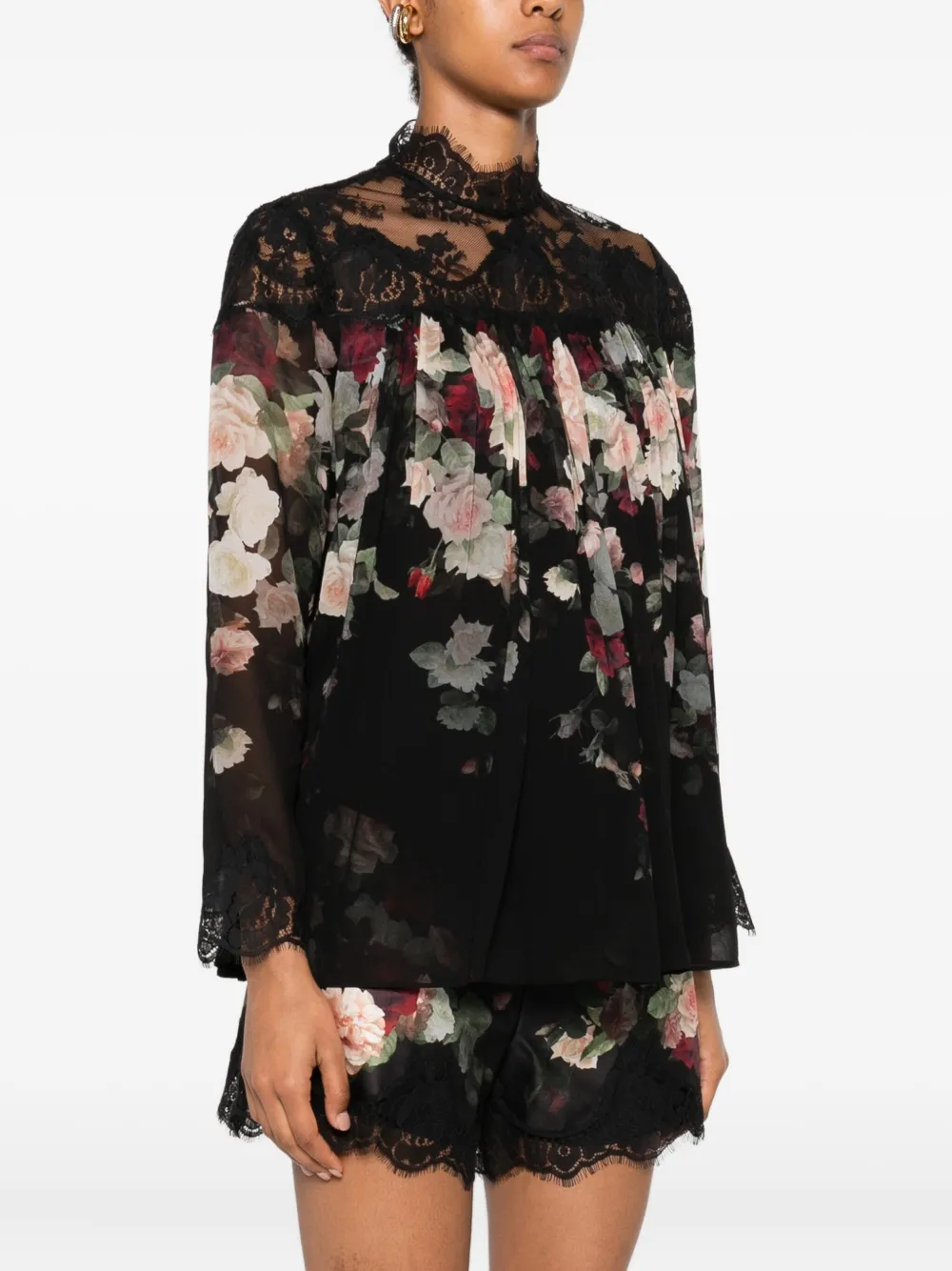 Bluza Zimmermann Lace-Trimmed Floral negru - imagine 3