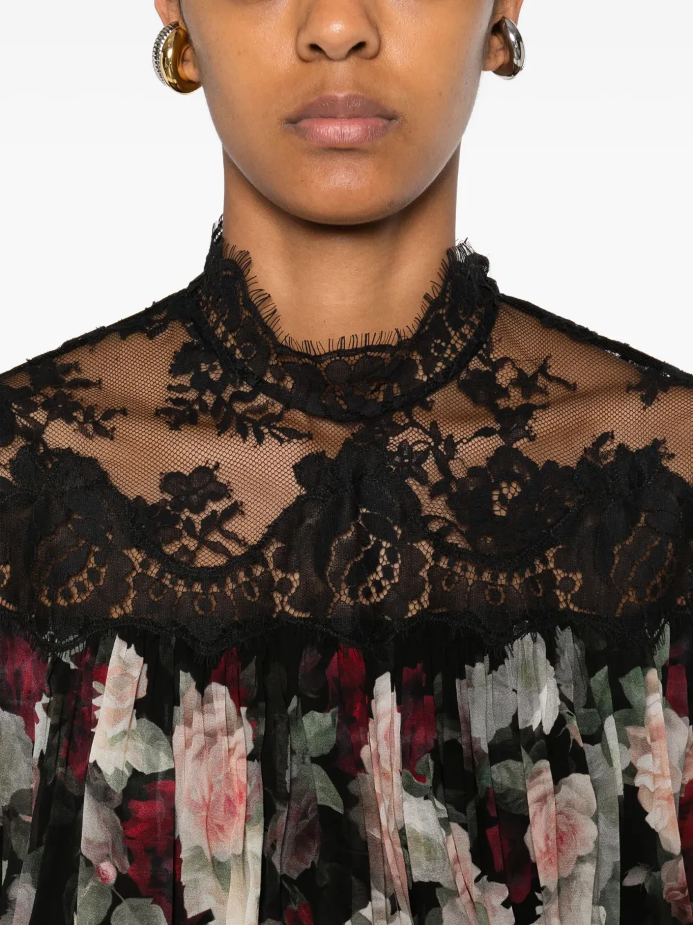 Bluza Zimmermann Lace-Trimmed Floral negru - imagine 5