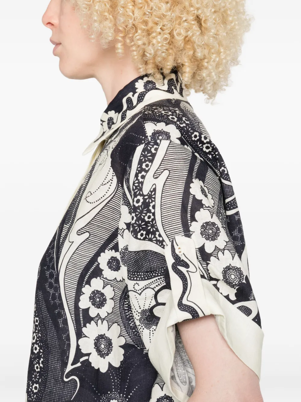 Camasa Alemais Floral-Print Short-Sleeve bleumarin - imagine 5