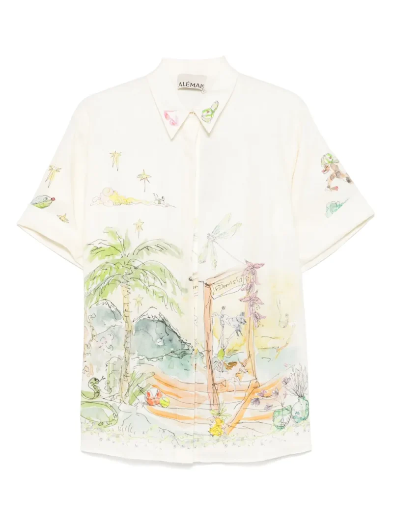Camasa Alemais Graphic-Print ecru