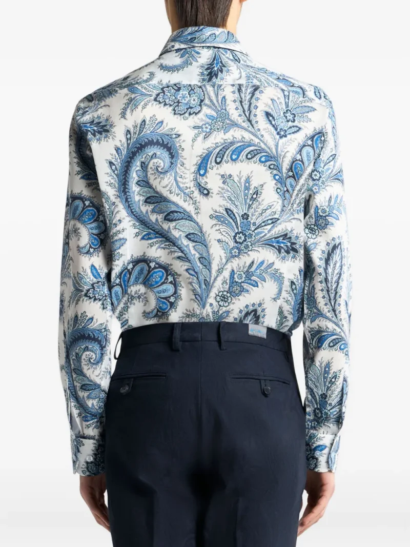 Alternative view of Camasa ETRO Paisley-Print Long-Sleeve albastru
