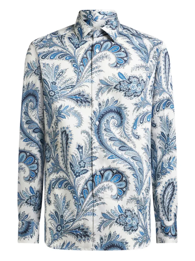 Camasa ETRO Paisley-Print Long-Sleeve albastru