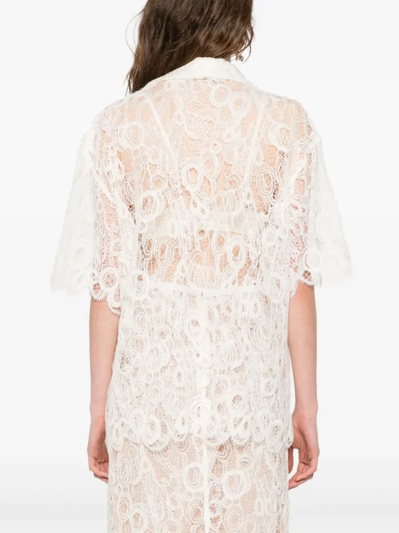 Alternative view of Camasa Fabiana Filippi Lace Scalloped-Hem alb