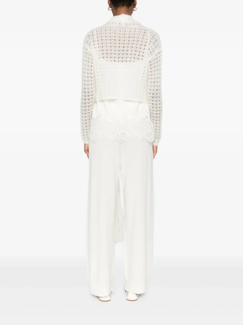 Alternative view of Cardigan Fabiana Filippi Fringe-Detail Open-Front alb