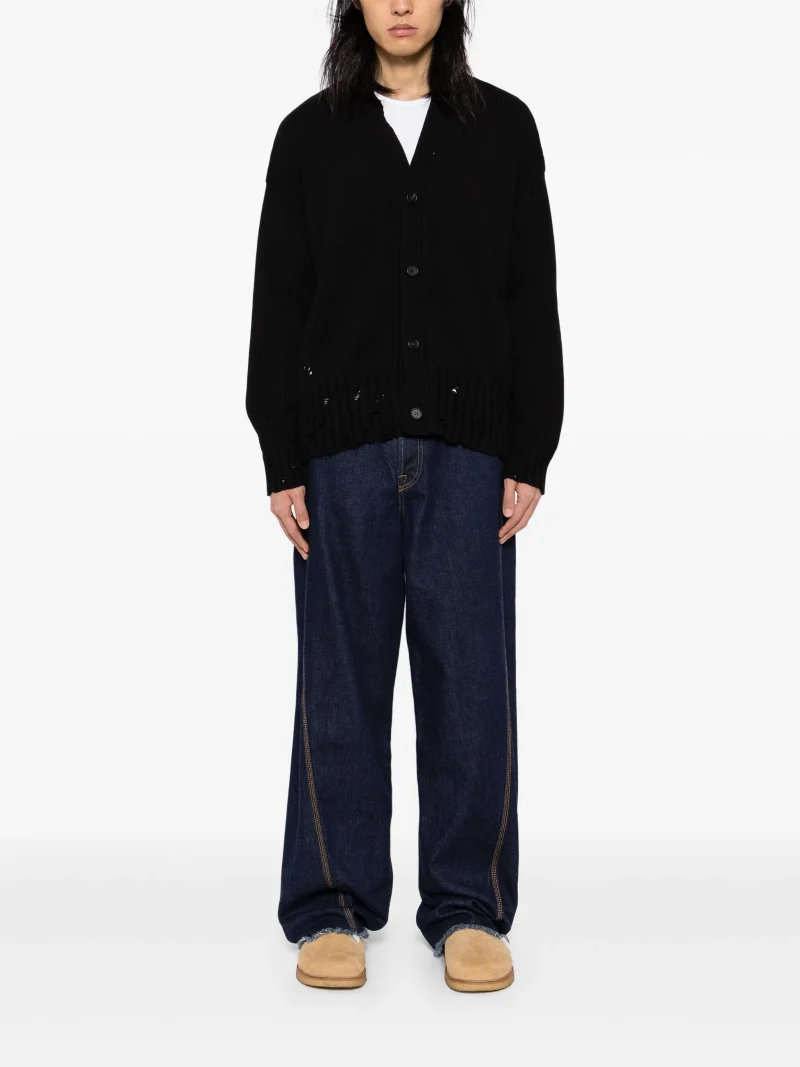 Alternative view of Cardigan Marni Dishevelled jumper negru