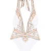 Costum de baie Camilla Halterneck Embellished alb