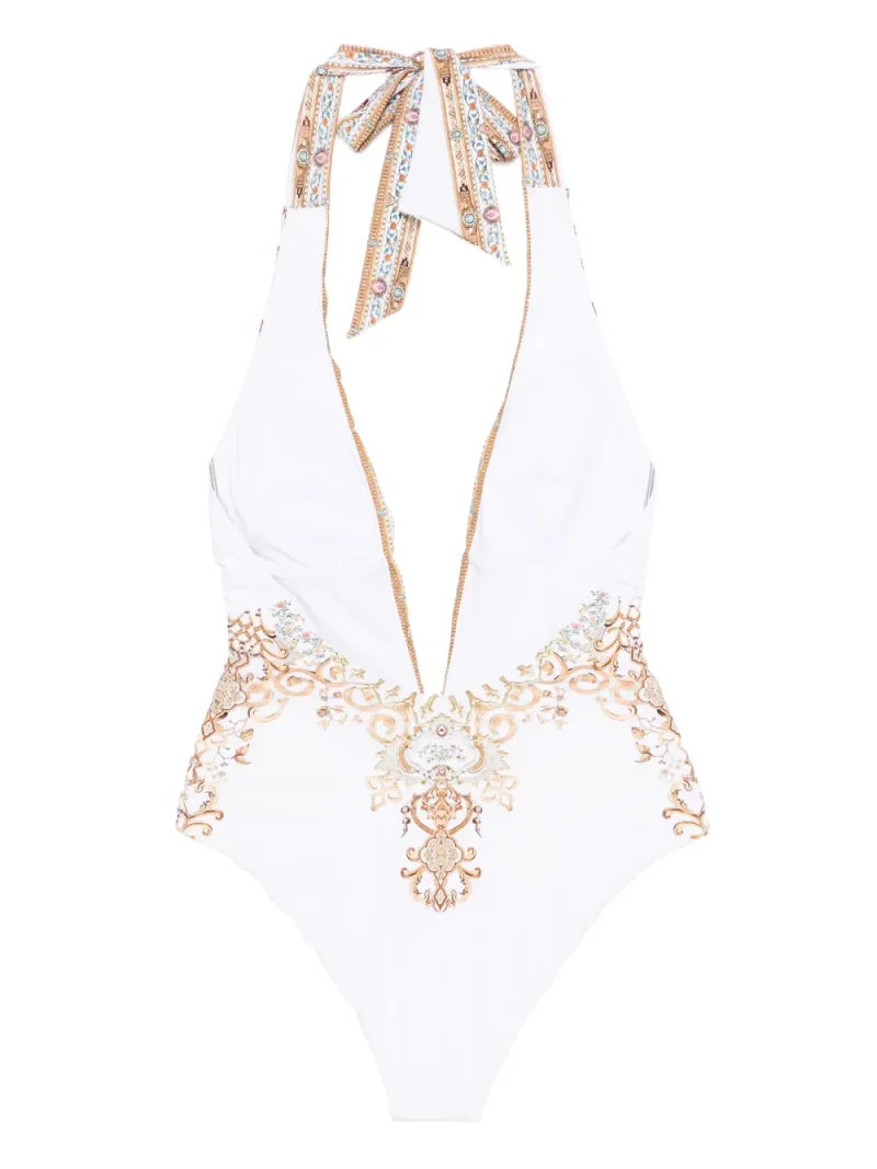 Alternative view of Costum de baie Camilla Halterneck Embellished alb