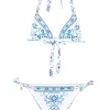 Costum de baie Camilla Paisley-Print Halter-Neck alb