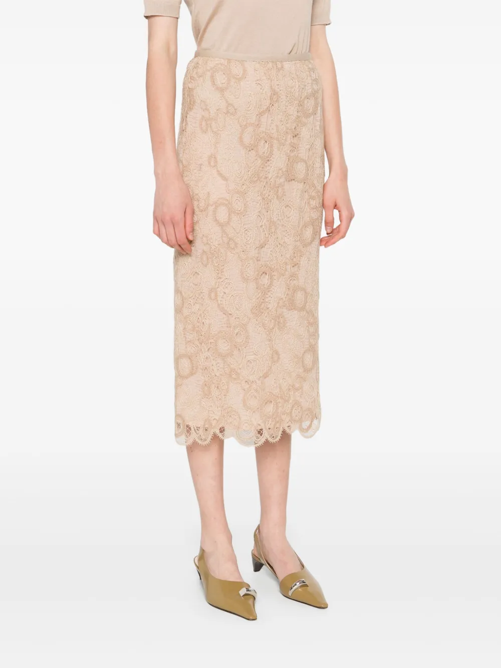 Fusta Fabiana Filippi Lace-Embellished bej - imagine 3