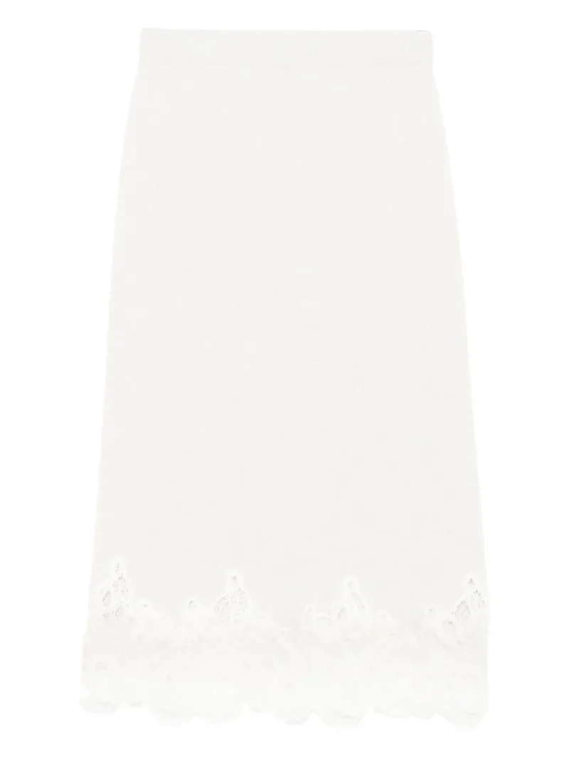 Fusta midi Fabiana Filippi Lace-Trimmed alb