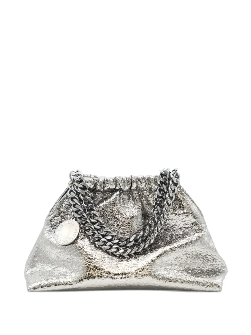 Geanta Stella McCartney Chain-Strap Ruched Clutch argintiu