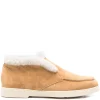 Ghete Doucal's Fur-Trim Suede bej