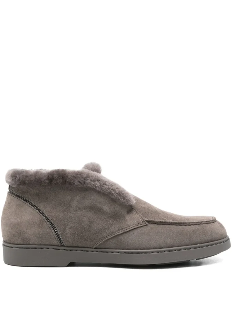 Ghete Doucal's Fur-Trim Suede gri